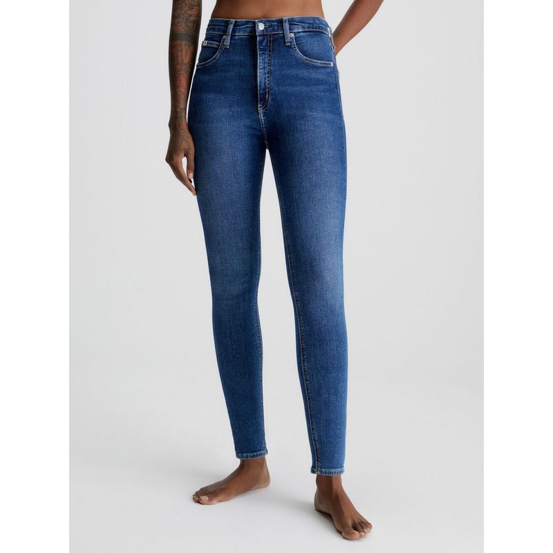 CALVIN KLEIN - Jeans Con Cintura Alta Azul Oscuro Mujer Azul Calvin Klein