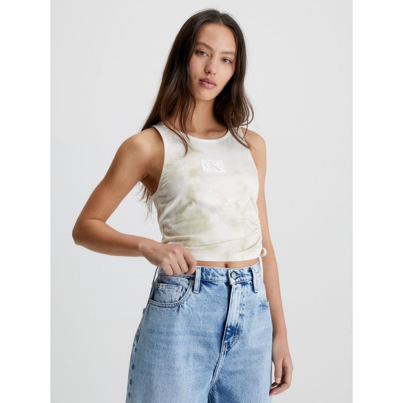 CALVIN KLEIN - Camiseta Sin Mangas Fruncida Tie Dye Para Mujer Calvin Klein