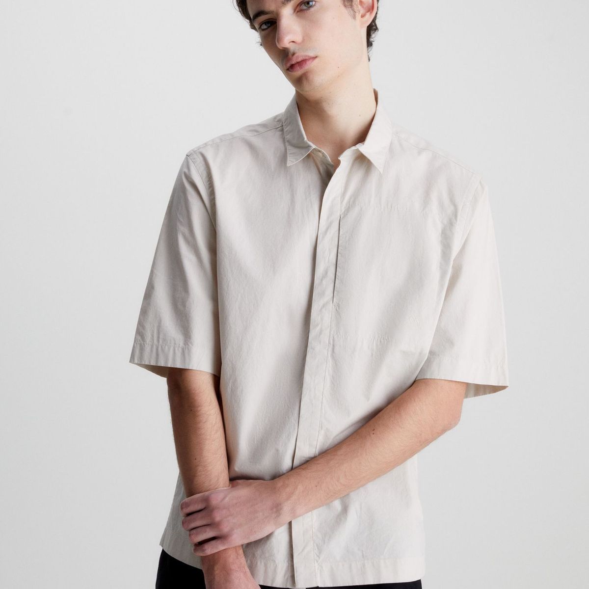 CALVIN KLEIN - Camisa Manga Corta Beige Hombre Beige Calvin Klein