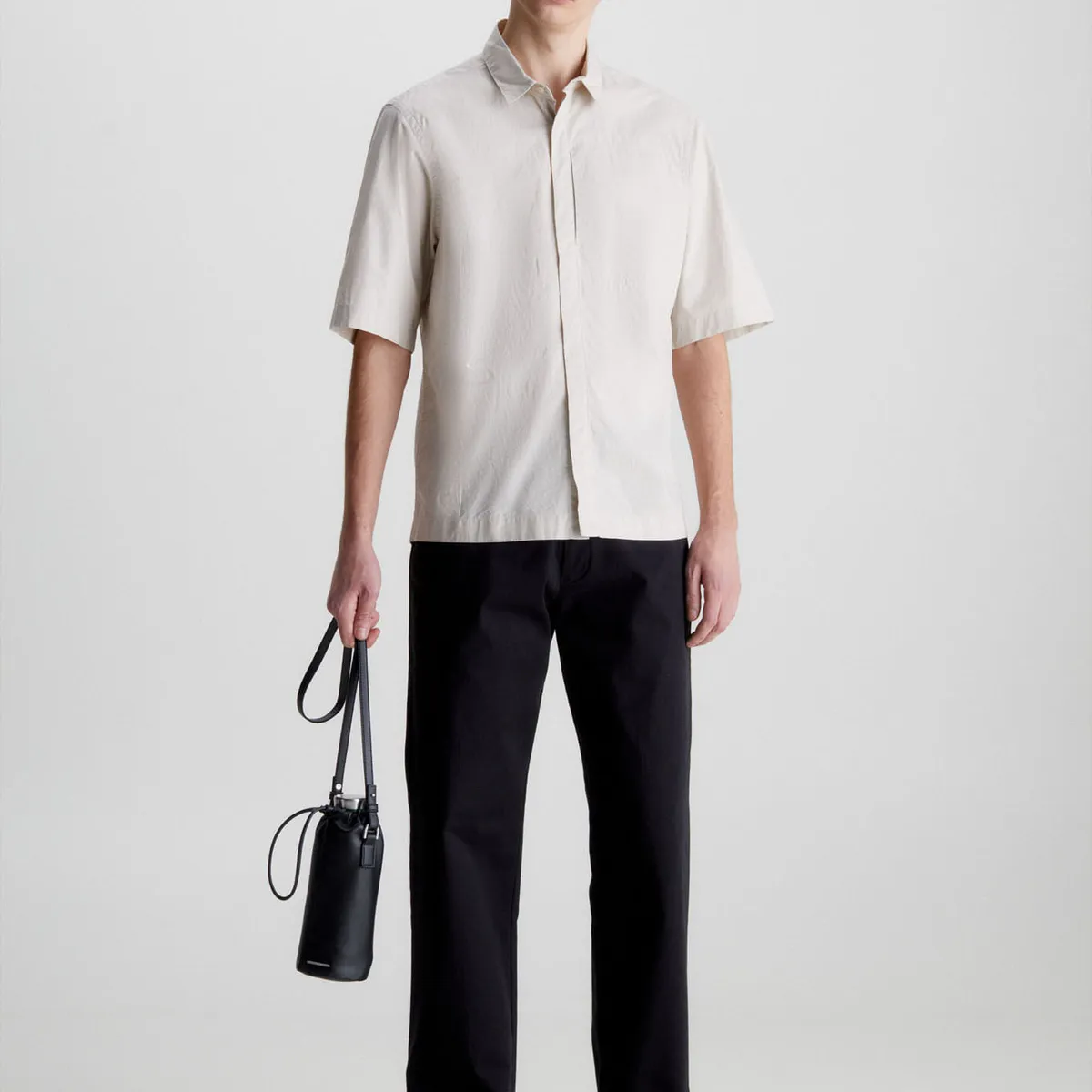 CALVIN KLEIN - Camisa Manga Corta Beige Hombre Beige Calvin Klein