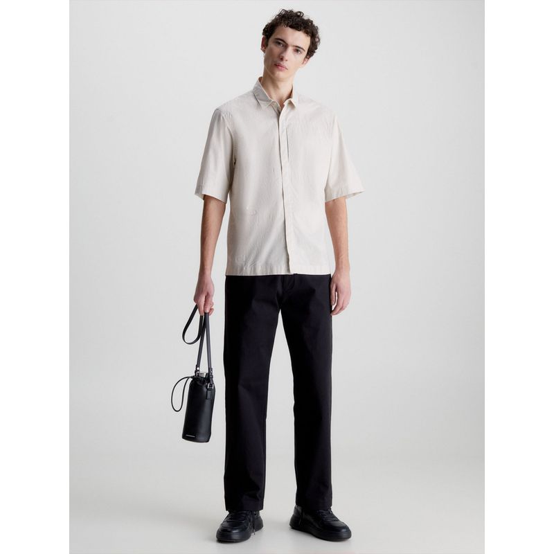 CALVIN KLEIN - Camisa Manga Corta Beige Hombre Beige Calvin Klein