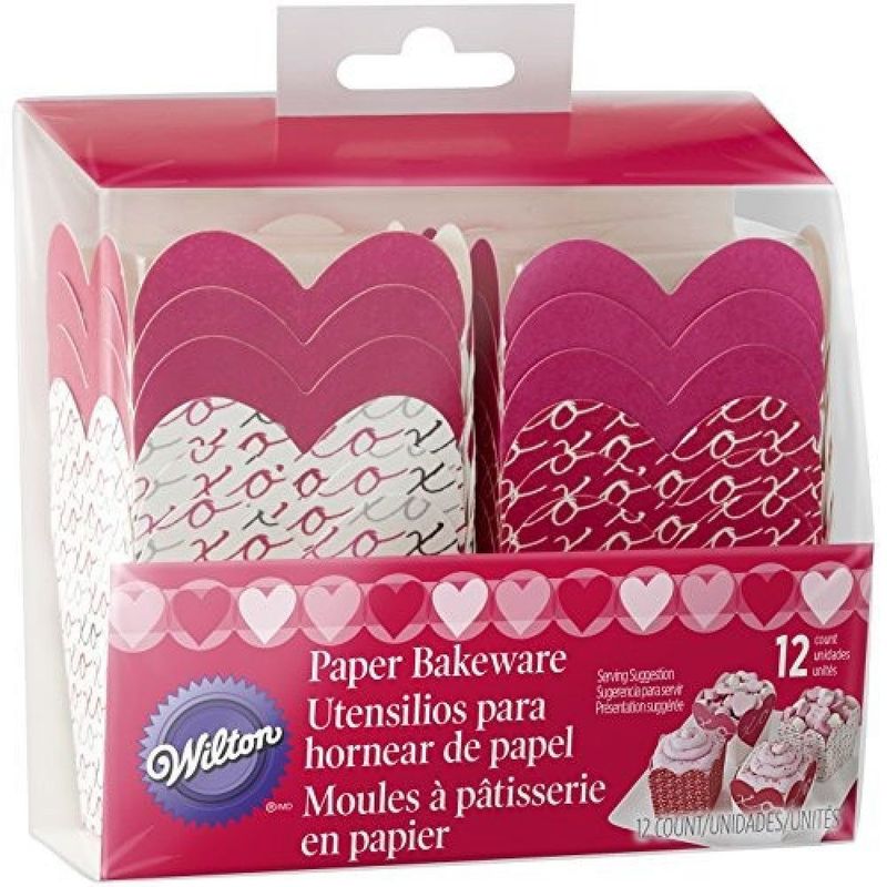 WILTON - CAJAS EN PAPEL CORAZONES X 12 UND