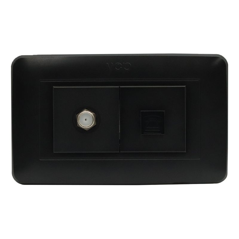 VCP - Toma Tv + Tel Negro Vcp Electric Ws161-tv+tel Línea Amanecer