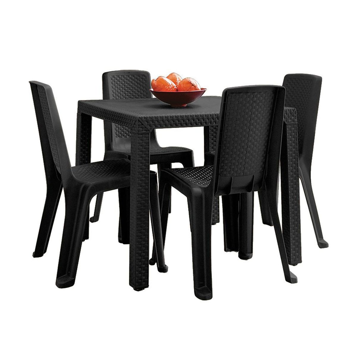 RIMAX - Comedor Eterna RIMAX (1 Mesa + 4 Sillas Sin Brazos NEGRO)