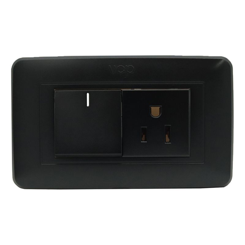 VCP - Interruptor + Toma Negro Vcp Electric Línea Amanecer