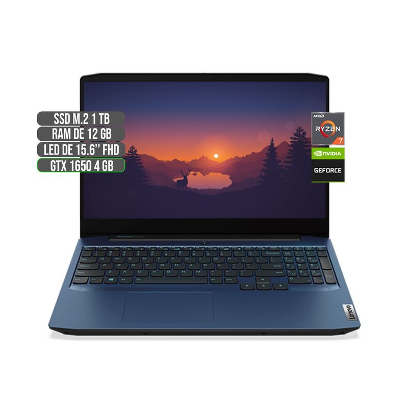 LENOVO - LENOVO AMD RYZEN 7 4800H SSD 1TB RAM 12GB GTX 1650 4GB LED 15.6" FHD