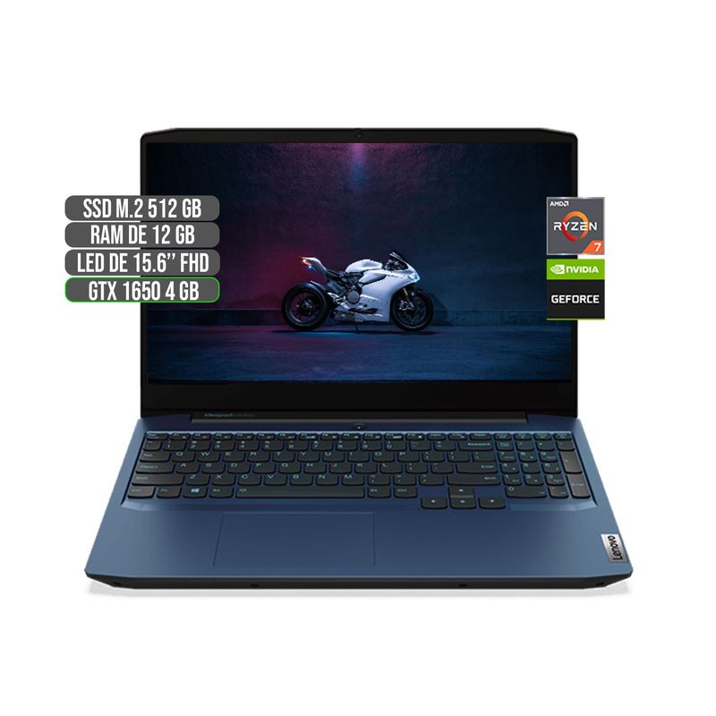 LENOVO - LENOVO AMD RYZEN 7 4800H SSD 512GB RAM 12GB GTX 1650 4GB LED 15.6" FHD