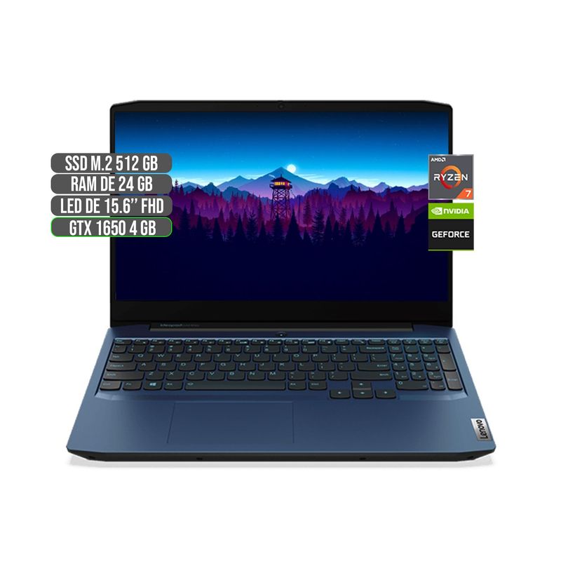 LENOVO - LENOVO AMD RYZEN 7 4800H SSD 512GB RAM 24GB GTX 1650 4GB LED 15.6" FHD