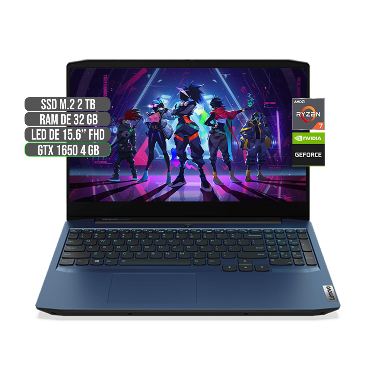 Lenovo - LENOVO AMD RYZEN 7 4800H SSD 2TB RAM 32GB GTX 1650 4GB LED 15.6" FHD