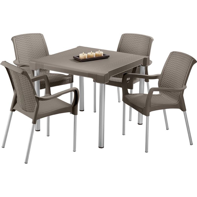 RIMAX - Comedor Shia RIMAX (1 Mesa + 4 Sillas CON Brazos MOCCA)