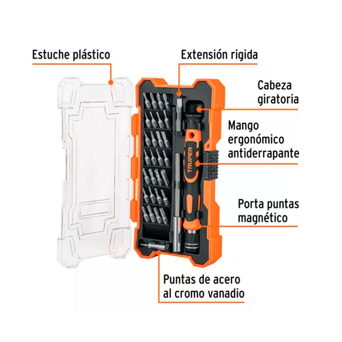 TRUPER - Destornillador T8 Juego Precisión 30pzas