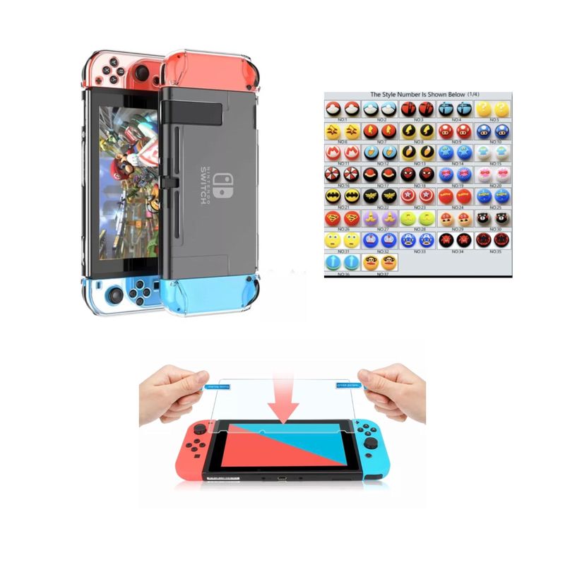 GENERICO - Acrílico Protector + Vidrio + 2 Grips Para Switch