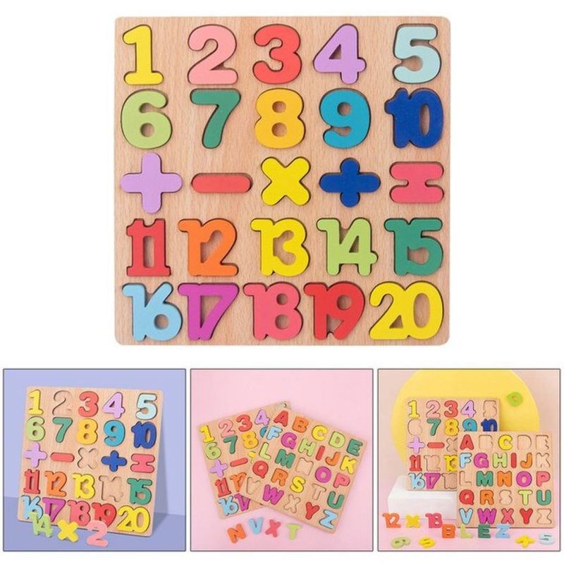GENERICO - Tabla de letras o números para encajar de madera para niños
