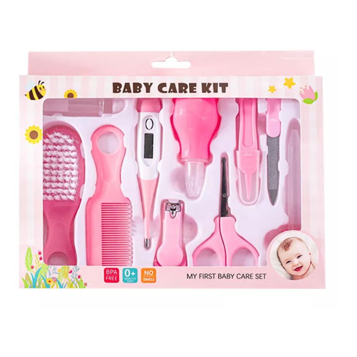 FRAGOLA KIDS - Kit De Higiene Cuidado Para Bebe 10 Pzas Rosado