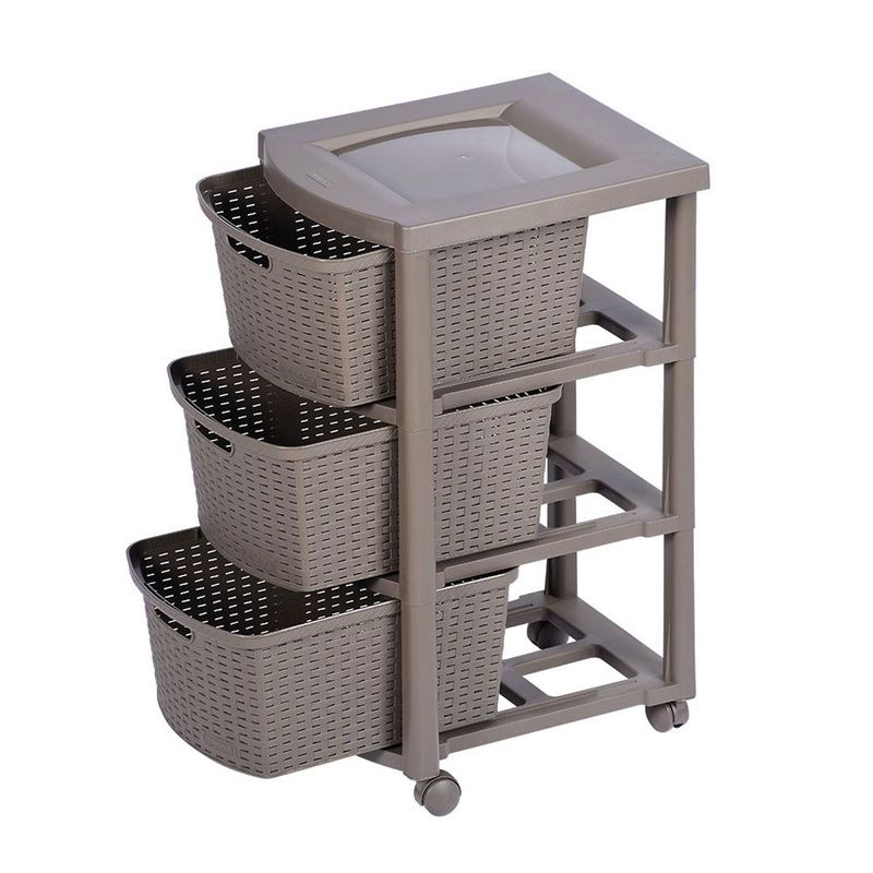RIMAX - Cajonero apariencia rattan 3 gavetas altas RIMAX - Mocca