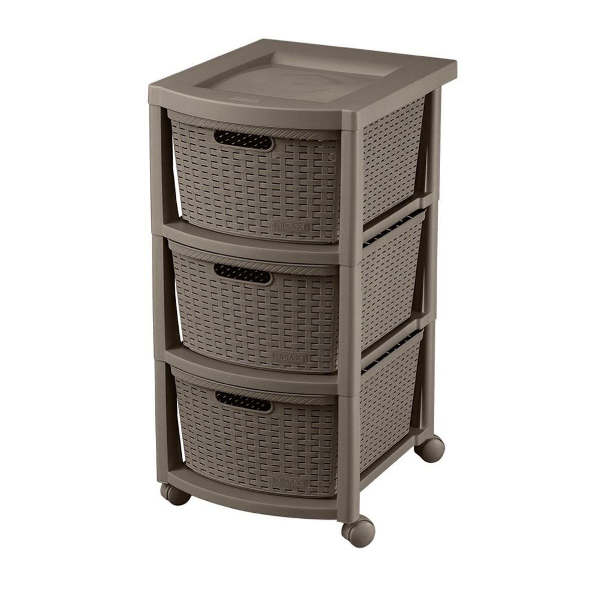 RIMAX - Cajonero apariencia rattan 3 gavetas altas RIMAX - Mocca
