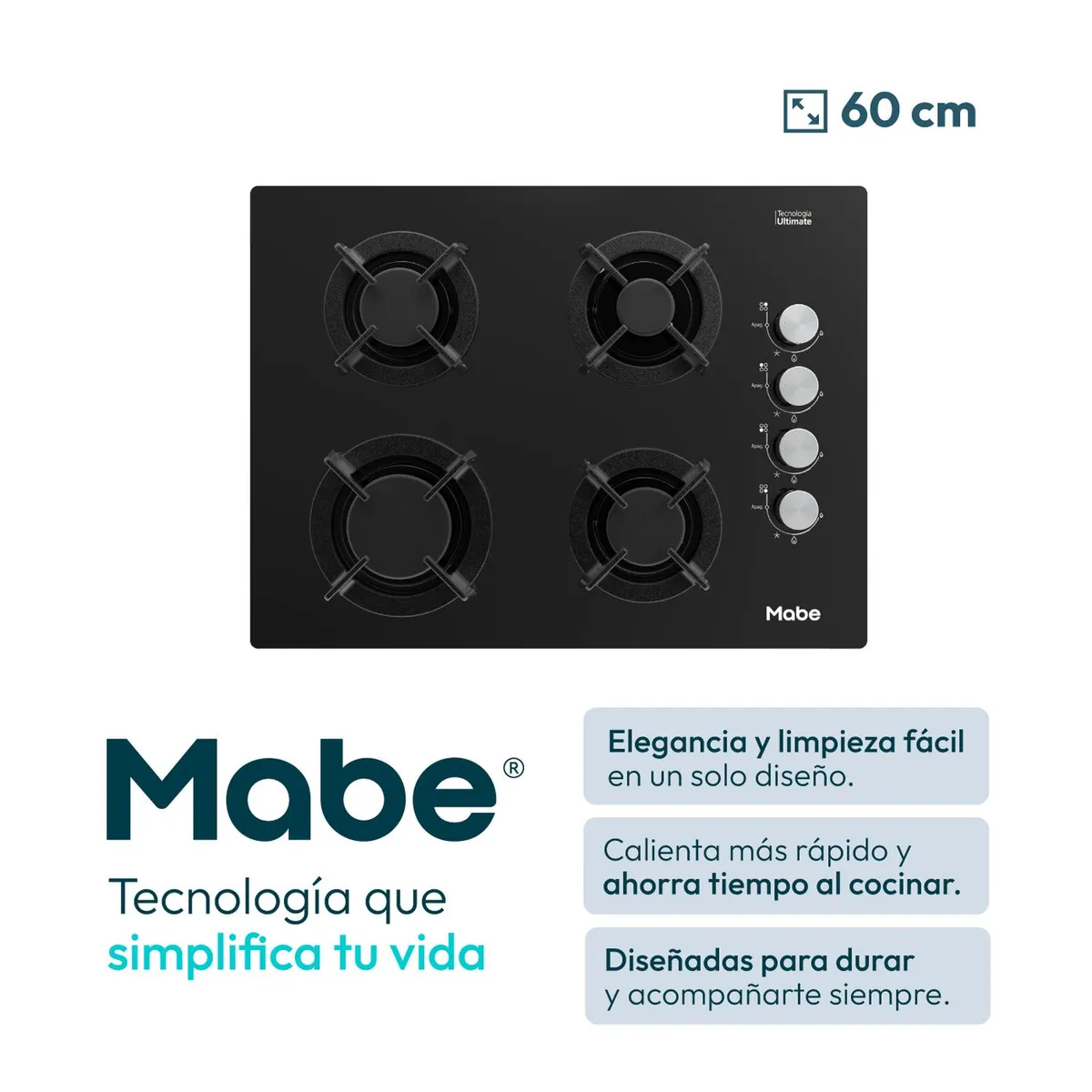 MABE - Estufa de Empotrar 60cm Vidrio Templado Negr0 Mabe PM6046V0