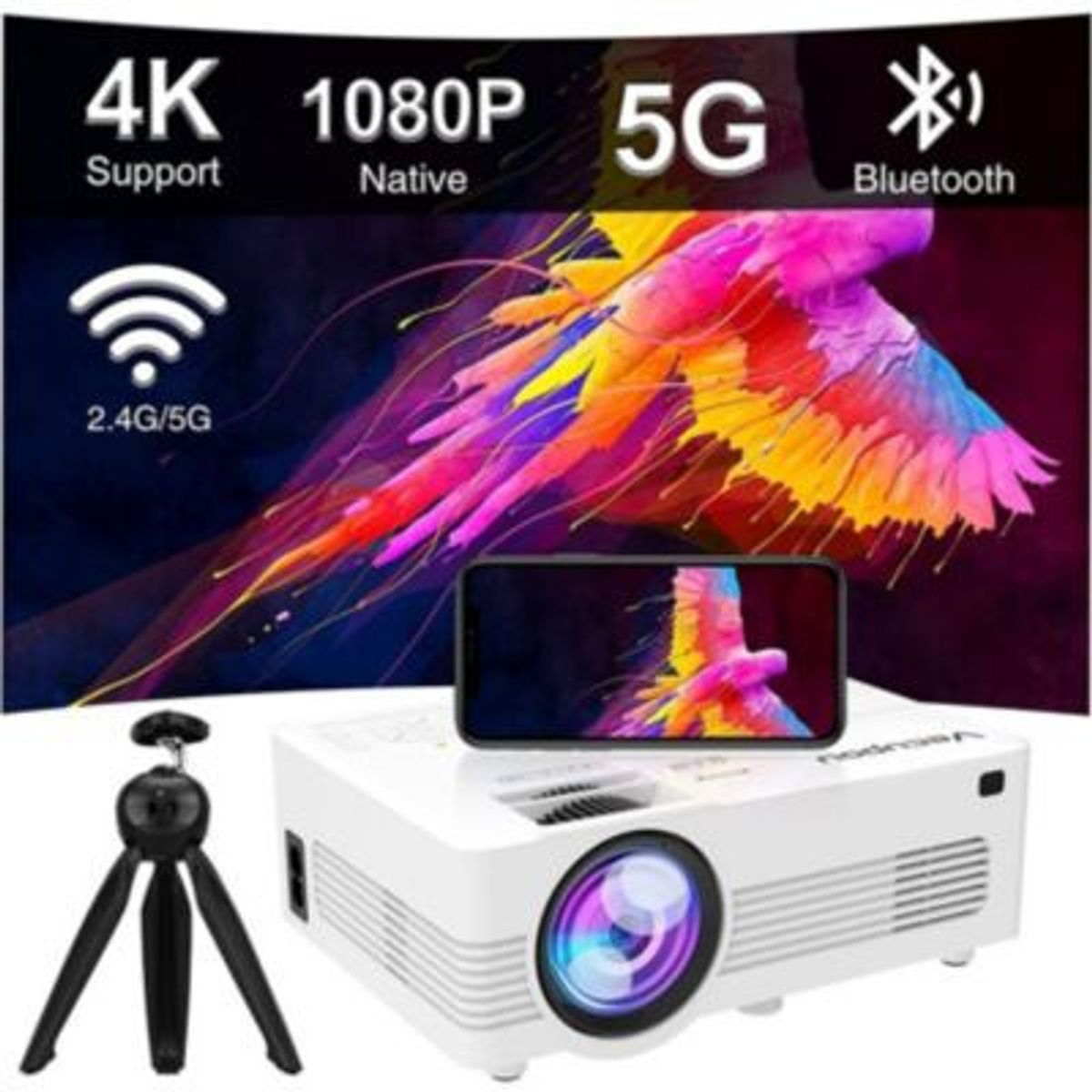 PRO - Mini Proyector Wifi 5g 7800 Lux 120 Ansi 1024 X 600p