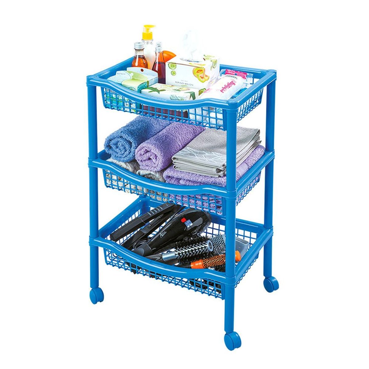 RIMAX - Canasta Móvil Rectangular De 3 Niveles Rimax Azul