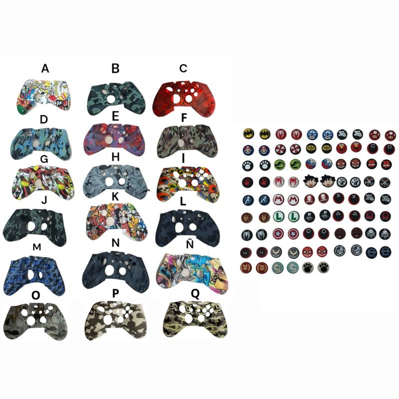 GENERICO - Protector Funda Silicona De Diseños + 2 Grips Para Control Xbox One