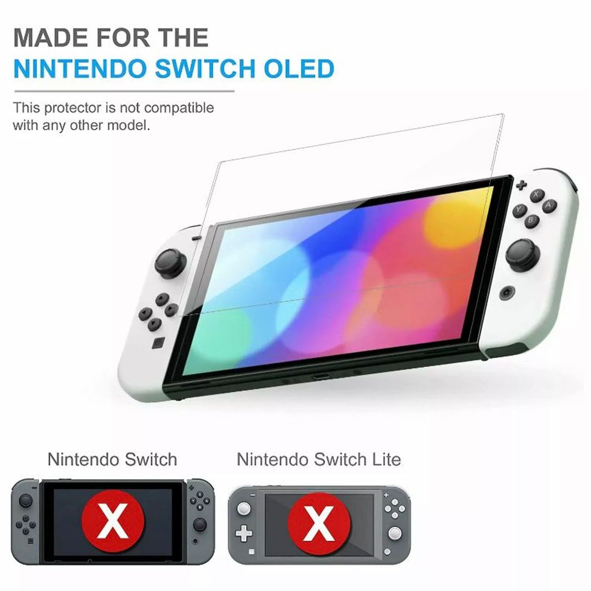 GENERICO - Vidrio Templado + 2 Grips Para Switch Oled