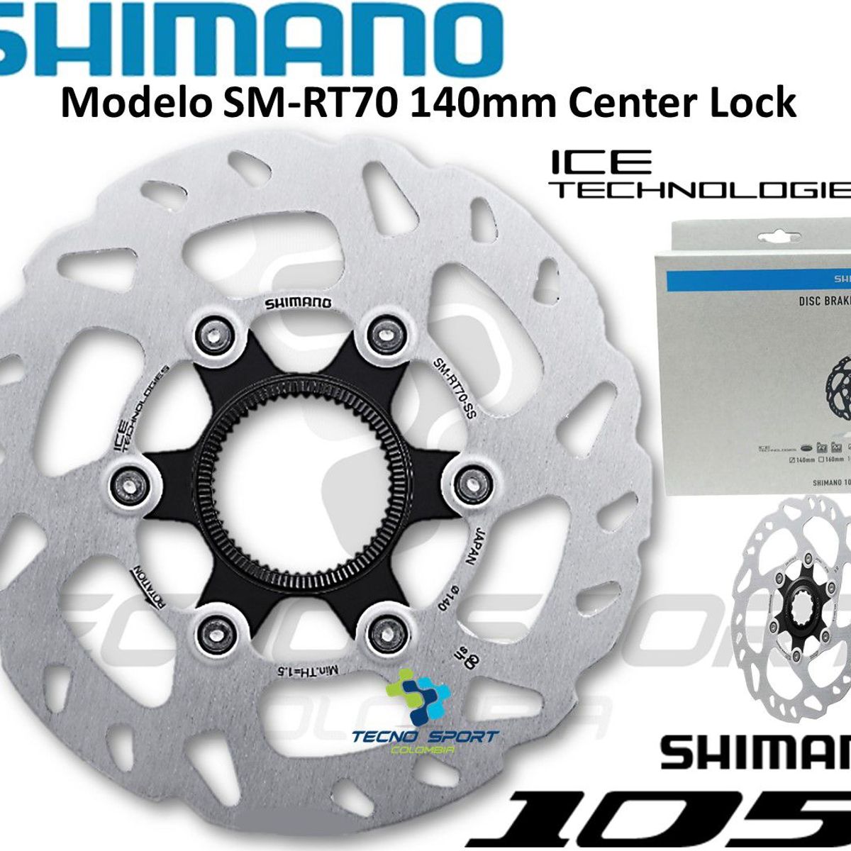 SHIMANO - Rotor Freno Disco Shimano 105 Rt70 140mm Center Lock Ruta