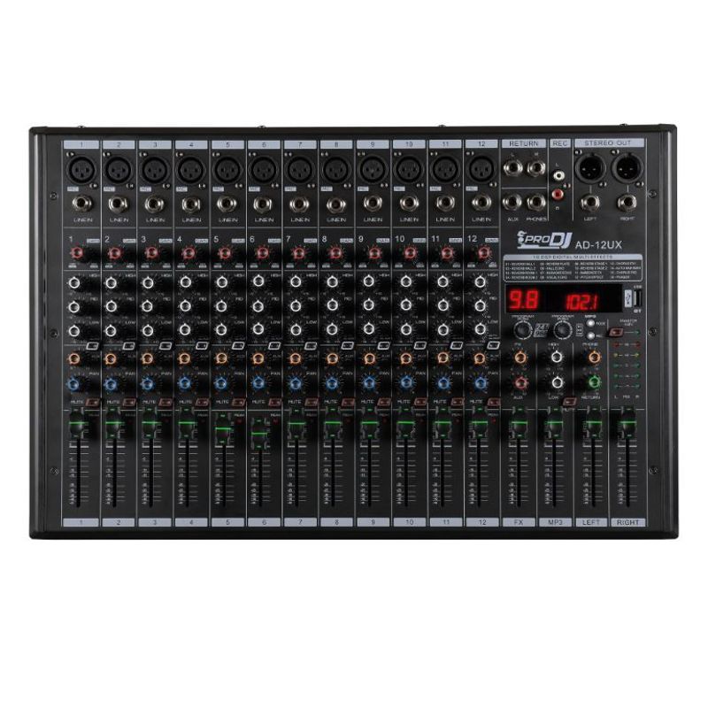 PRO DJ - Mezclador Análogo PRO DJ AD-12UX Negro