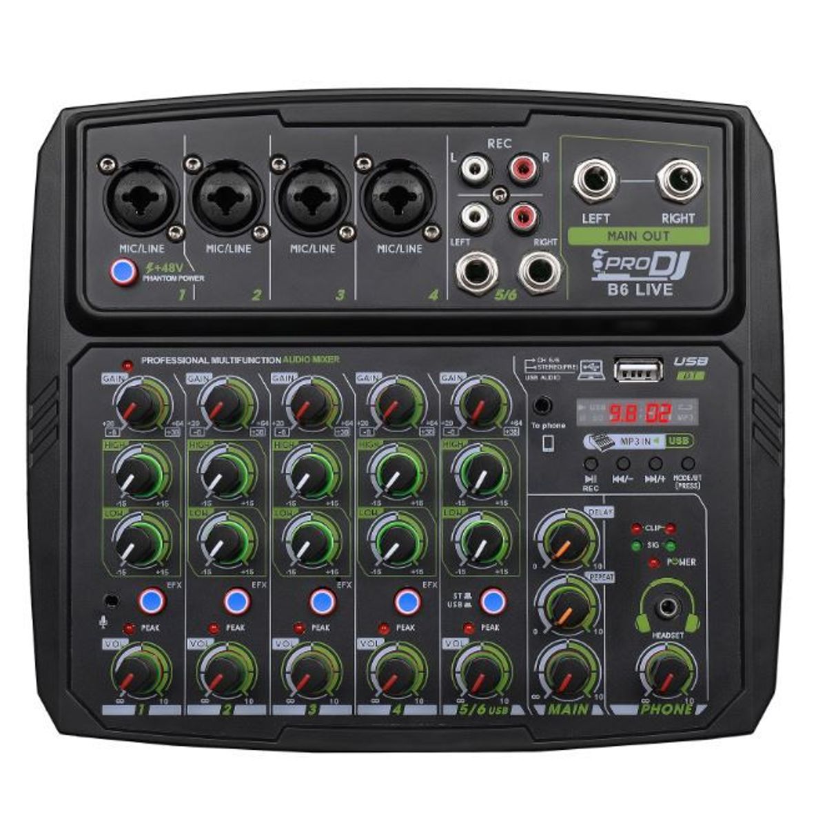 PRO DJ - Mezclador Análogo PRO DJ B6L Negro