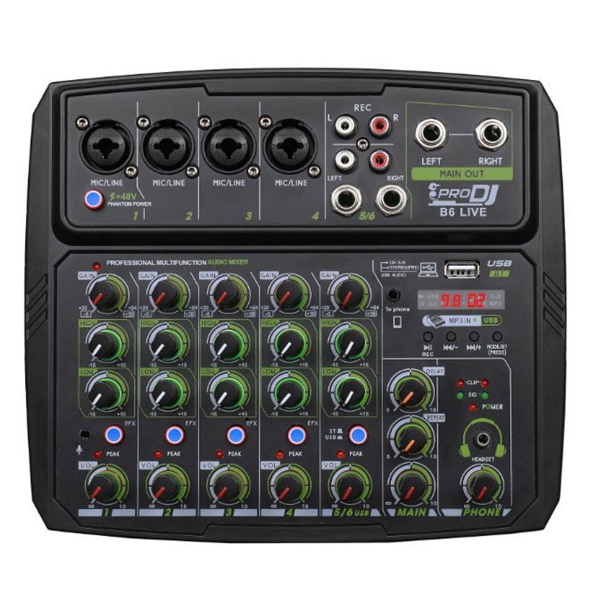 PRO DJ - Mezclador Análogo PRO DJ B6L Negro