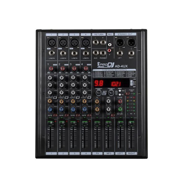PRO DJ - Mezclador Análogo PRO DJ AD-4UX Negro
