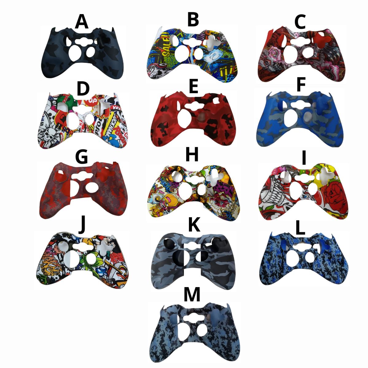 GENERICO - Protector Funda Silicona Con Diseño + 2 Grips Para Control Xbox 360