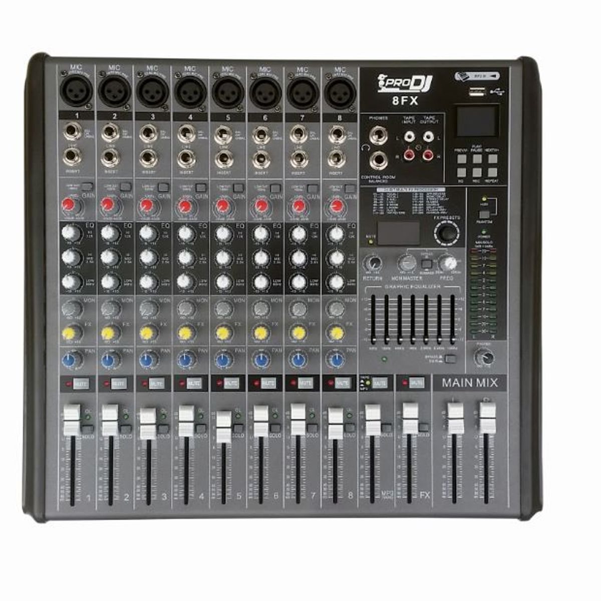 PRO DJ - Mezclador Análogo PRO DJ 8FX Negro
