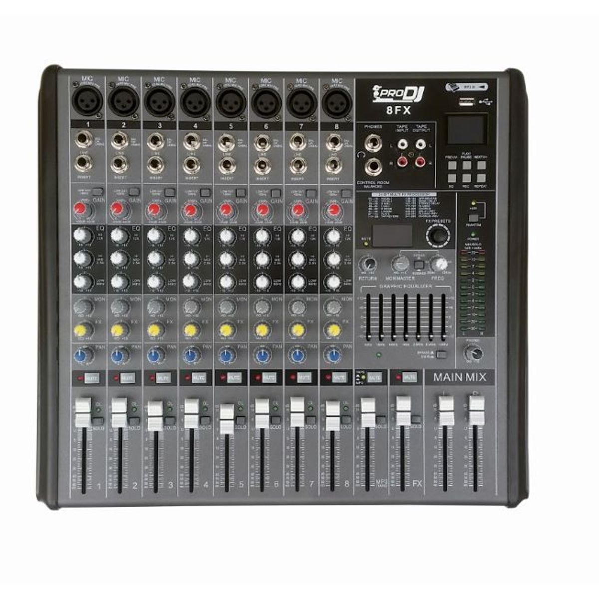 PRO DJ - Mezclador Análogo PRO DJ 8FX Negro