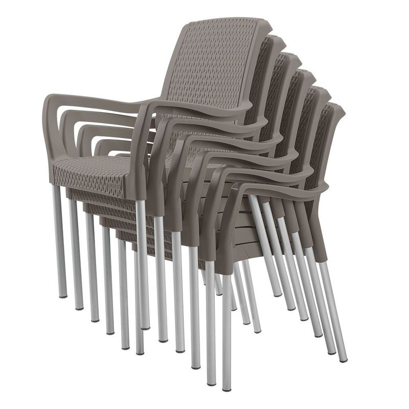 RIMAX - Silla Shia CON Brazos RIMAX SET X 6 UND - Mocca