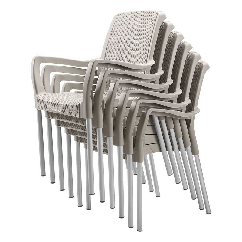 RIMAX - Silla Shia CON Brazos RIMAX SET X 6 UND - Taupe