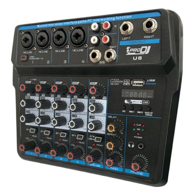 PRO DJ - Mezclador Análogo PRO DJ U6 Negro