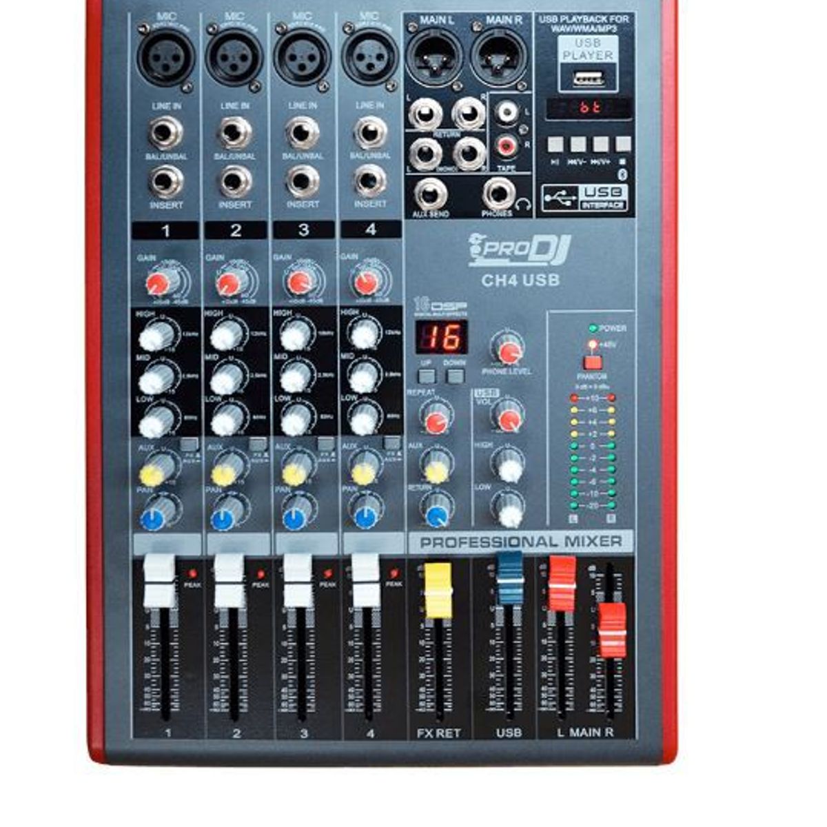 PRO DJ - Mezclador Análogo PRO DJ CH4 USB Negro