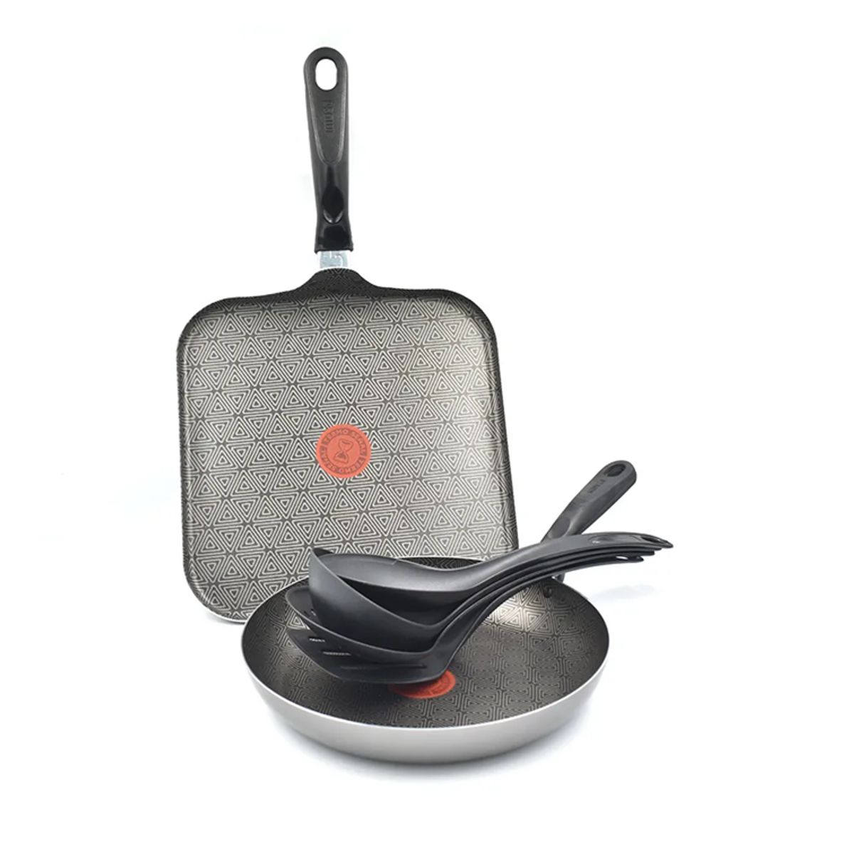 IMUSA - Combo Imusa Plancha Para Asar 26 Cm + Sartén 24 Cm + Juego de Utensilios