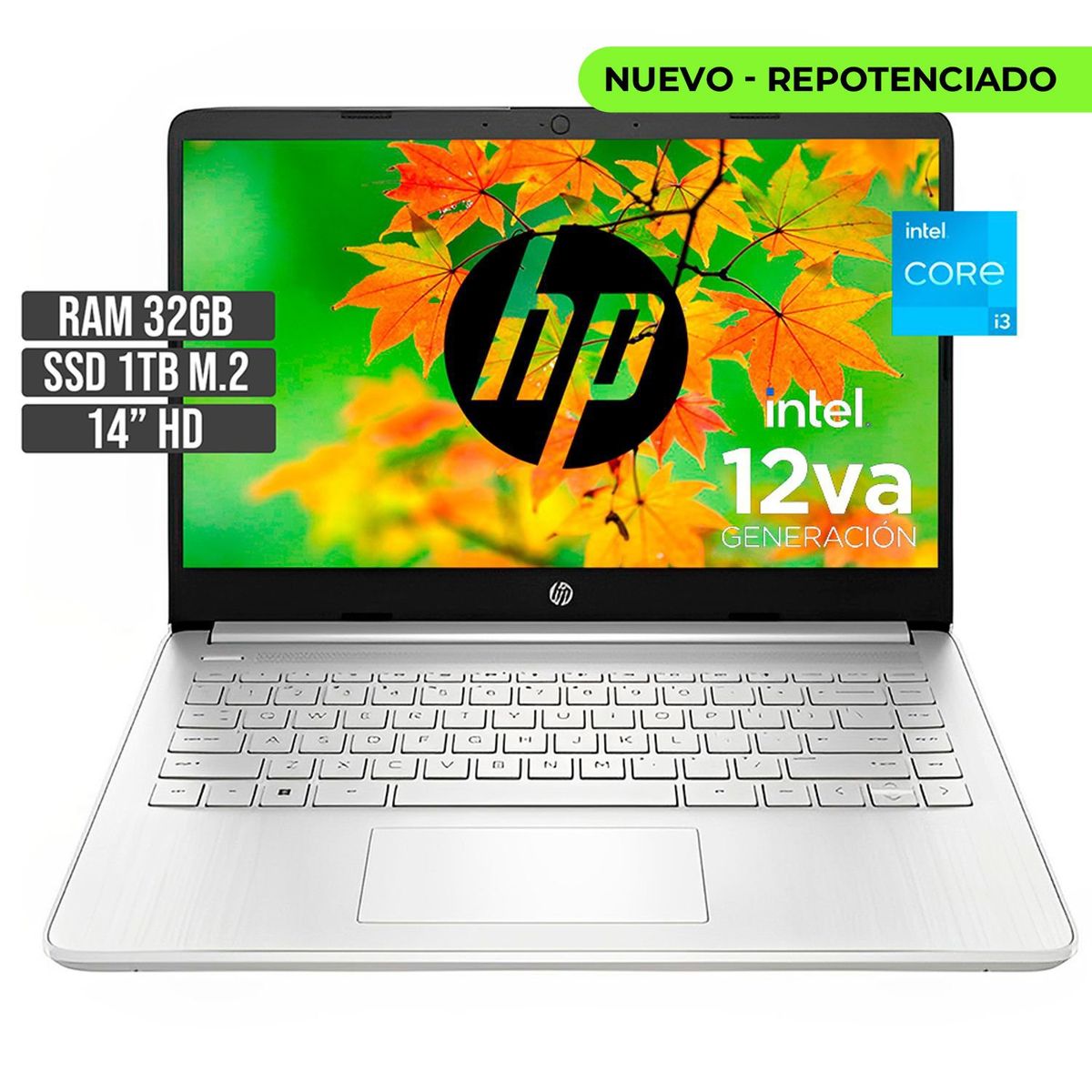 HP - Portátil HP Intel Core i3-1215U 32GB RAM 1TB SSD 14-DQ5012IA
