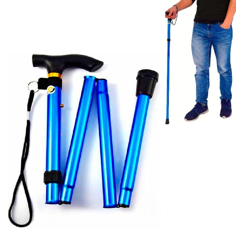 GENERICO - Baston Didactico Plegable Extendible Multialturas Azul