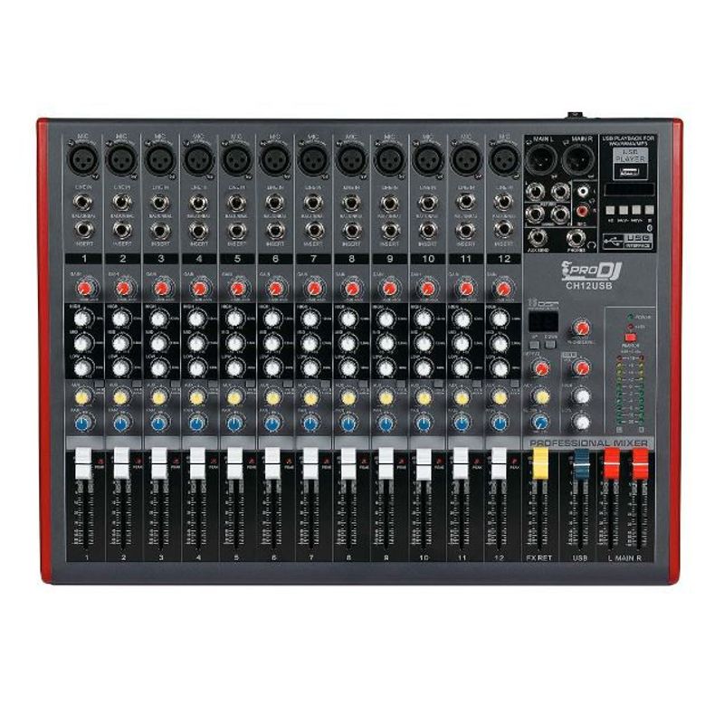 PRO DJ - Mezclador Análogo PRO DJ CH12 USB Negro