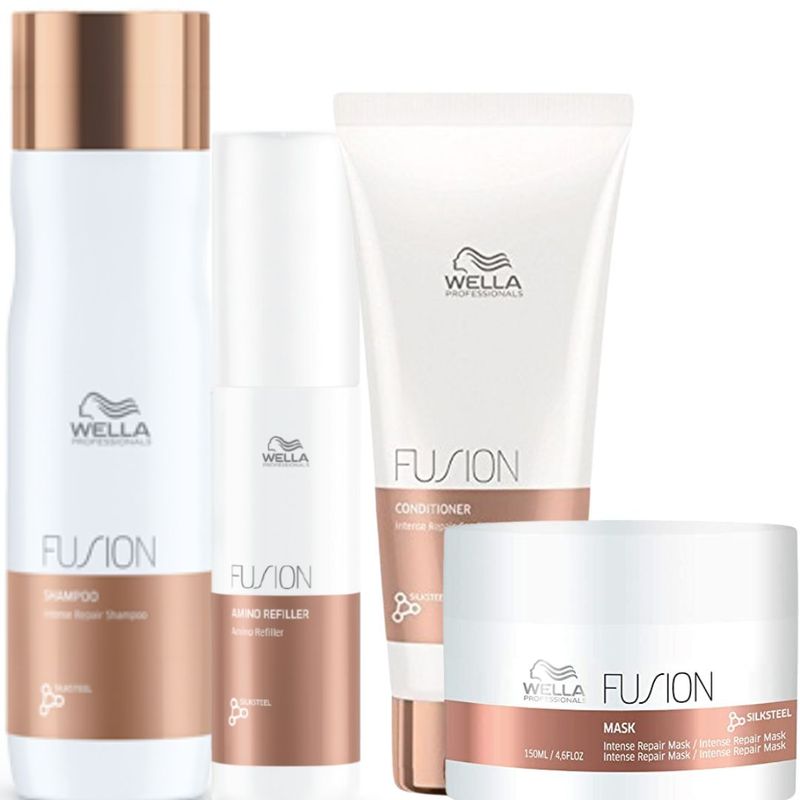 WELLA - Kit Wella Fusion Shampoo  Acondicionador  Mascarilla  Amino Refiller