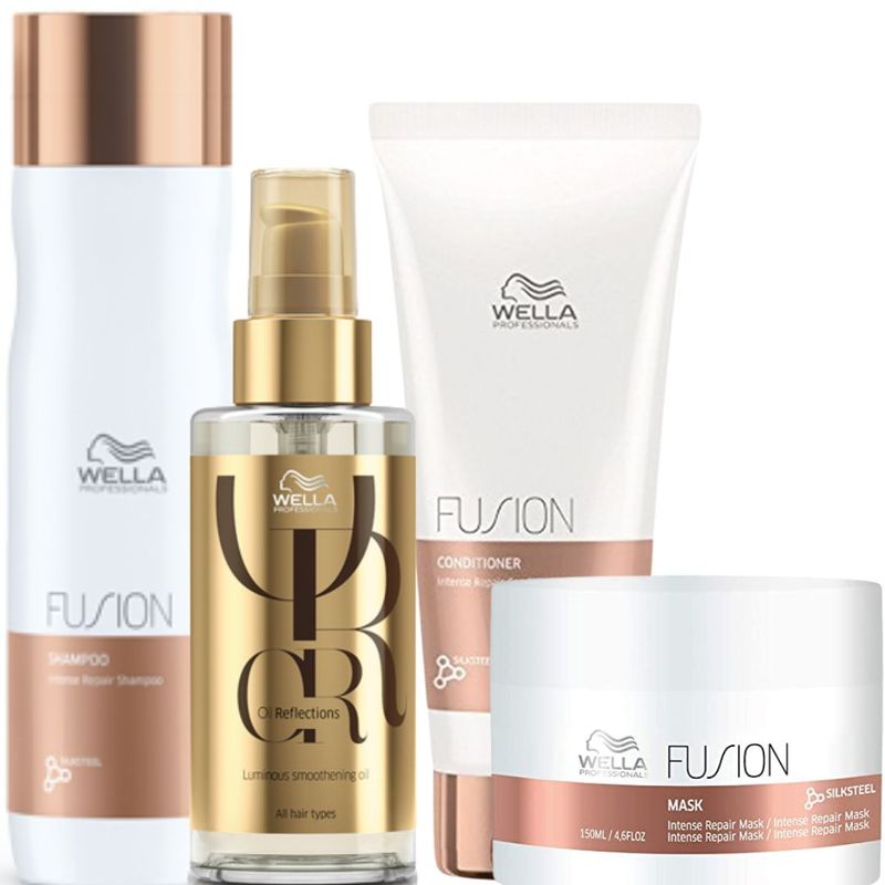 WELLA - Kit Wella Fusion Shampoo  Acondicionador  Mascarilla  Oleo