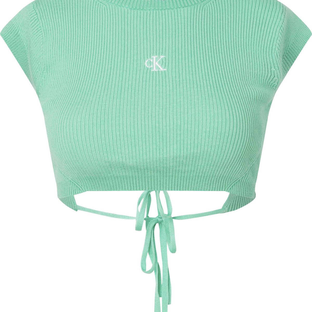 CALVIN KLEIN - Crop Top Verde De Punto Cropped Con Espalda Abierta Calvin Klein