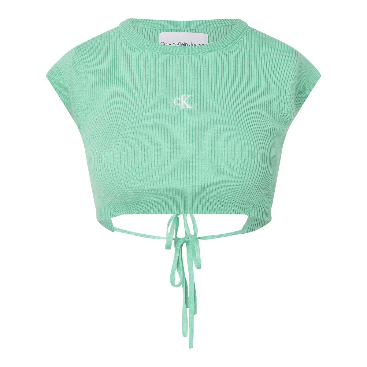 CALVIN KLEIN - Crop Top Verde De Punto Cropped Con Espalda Abierta Calvin Klein