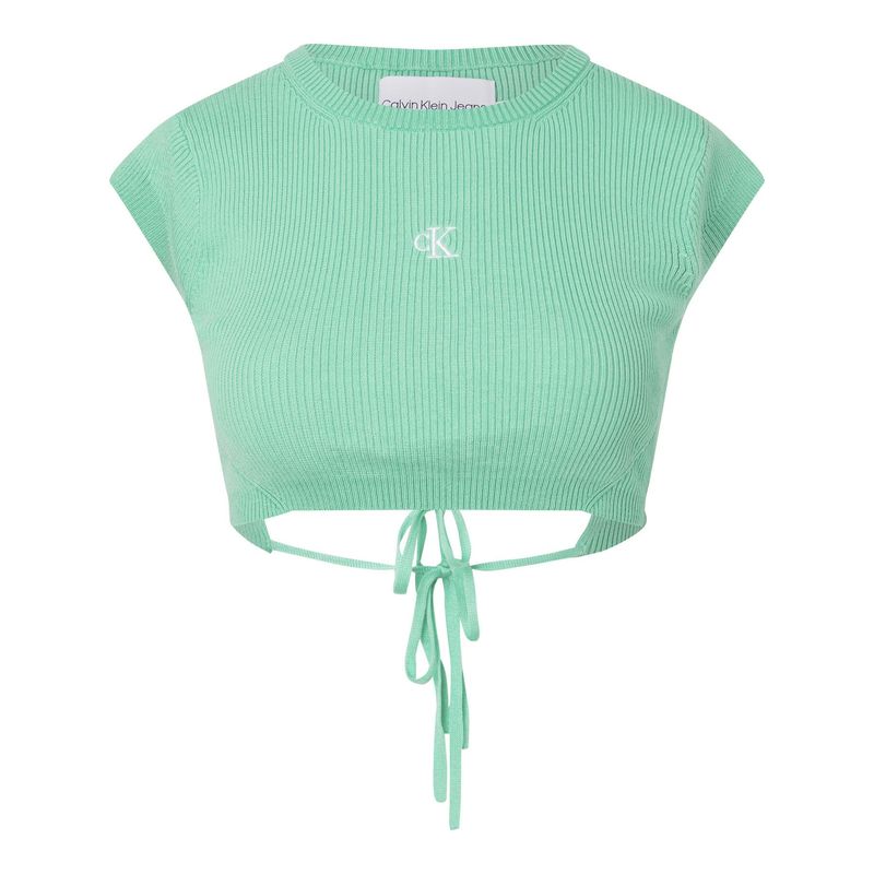 CALVIN KLEIN - Crop Top Verde De Punto Cropped Con Espalda Abierta Calvin Klein