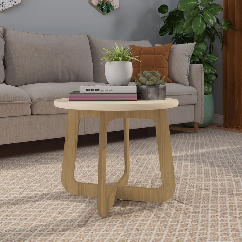 BERTOLINI - Mesa De Centro Jasmin 59x59cm en MDP Roble con blanco