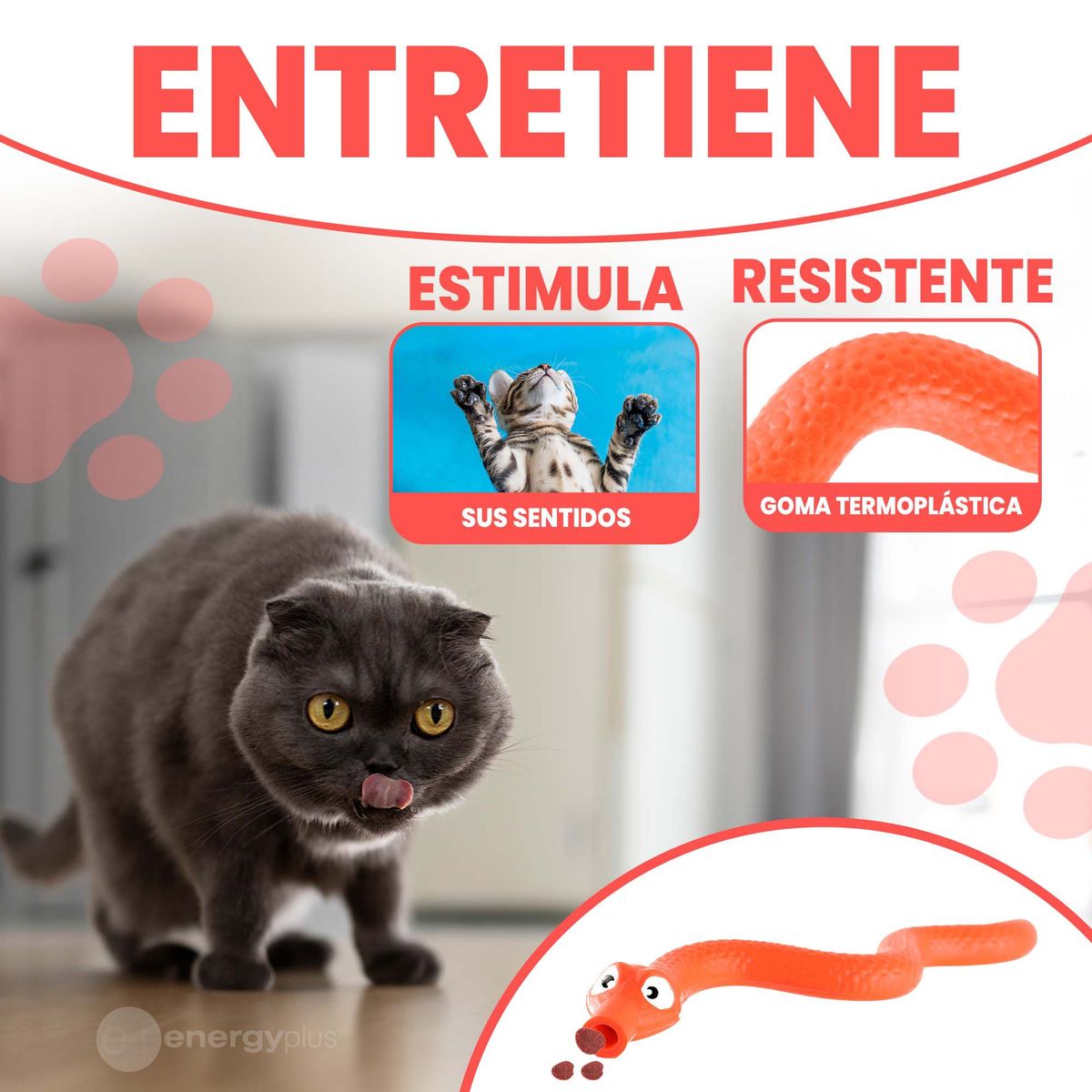 ENERGY PLUS - Serpiente con dispensador de alimentos, 17 cm gato Naranja