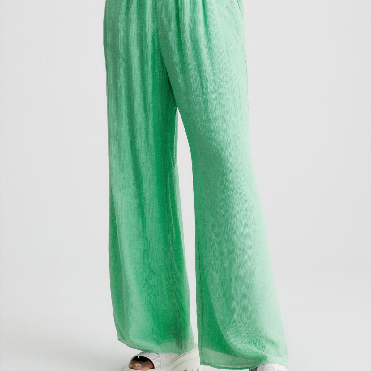 CALVIN KLEIN - Pantalón Ancho Fruncidos Mujer Verde Calvin Klein