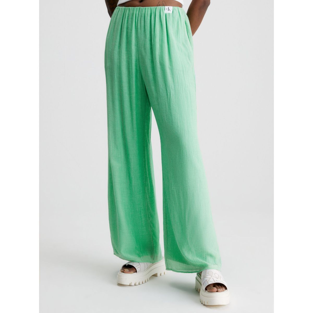 CALVIN KLEIN - Pantalón Ancho Fruncidos Mujer Verde Calvin Klein